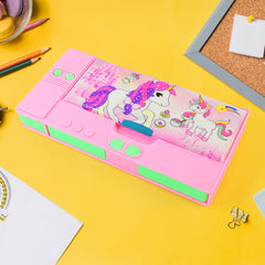 4569 Multi Purpose Gadget Jumbo Pencil Box Compass With Calculator Jumbo 2 Side Slot Geometry Box Compass Use School Traveling Studio