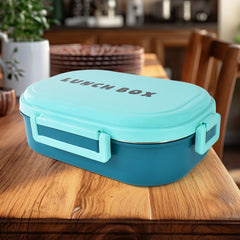 3 In 1 Spicy Bite Stainless Steel Lunch Box With Plastic Small Box Spoon (1 Set)