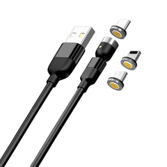 0301 3 In 1 Magnetic Usb Charging Cable Usb-c Android And Lightning With Extra Protecting Nylon Strong Magnetic Cable With Full Rotation Support Fast Charging