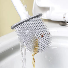 13050 Portable Silicone Toilet Brush With Holder Flex Toilet Brush - Wall Mounted Anti-drip Set Toilet Cleaner Brush Non-slip Long Handle Toilet Brush Pack Of 1