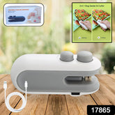 17865 Mini Bag Sealer 2 In 1 Seal Cutter Heat Sealers Type-c Usb Charging Portable Bag Reseller Handle Food Sealer Sealing Machine For Food Storage Plastic Bags Snacks Keep Food Fresh