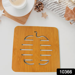 Square Bamboo Wood Table Place Mat Hot Pot Cup Mat Tea Coaster(1414 Cm 1 Pc)