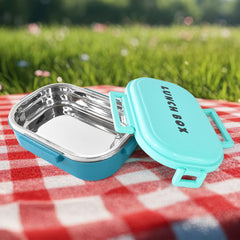 3 In 1 Spicy Bite Stainless Steel Lunch Box With Plastic Small Box Spoon (1 Set)