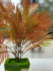 Autumn Flame Faux Palm in Moss Cement Planter