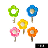 1113 Plastic Self-adhesive Flower Shape Hooks (Pack Of 5)