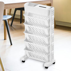 Movable Bookshelf Large Capacity Rotatable Plastic Rolling Organization Shelf Rack
