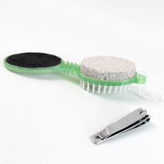 5 In 1 Pedicure Tool Pedicure Brush For Feet Foot Scrubber Foot File With Nail Cutter