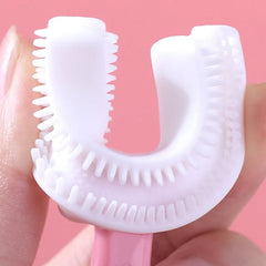 2 In1 U-shape Silicone Manual Toothbrush Tongue Scraper Cleaner Brush (1 Pc)