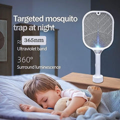 1747 Mosquito Killer Racket Rechargeable Automatic Electric Fly Swatter Mosquito Zapper Racket With Uv Light Lamp Mosquito Swatter With Usb Charging Base Electric Insect Killer Racket Machine Bat