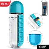 12911 Pill Vitamin Bottle Water Bottle Multi Functional Use For Traveling Outdoor Use Water Bottle Travelling Kit Summer Special Bottle (600 Ml Mix Color )