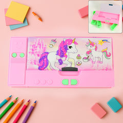 4569 Multi Purpose Gadget Jumbo Pencil Box Compass With Calculator Jumbo 2 Side Slot Geometry Box Compass Use School Traveling Studio