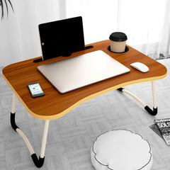 4990 Laptop Table Foldable Portable Notebook Bed Lap Desk Tray Stand Reading Holder With Coffee Cup Slot For Breakfast Reading Movie Watching.