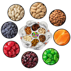 2075 Multipurpose 7 Compartment Dry Fruit Serving Rotating Tray Candy Chocolate Snacks Storage Box Masala Box