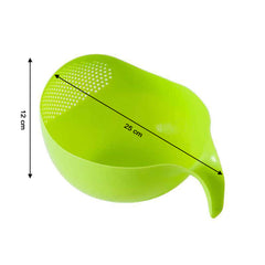 2068 Plastic Rice Bowlfood Strainer Thick Drain Basket With Handle For Rice Vegetable Fruit (Set Of 3pcs)