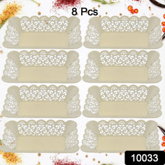 10033 Rectangle Plastic Dinner Plate Snacks Breakfast Restaurant Serving Trays Home School Coffee Hotel Kitchen Office (8 Pcs Set)