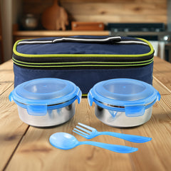 Bite Lunch Box With Insulated Fabric Lunch Bag Plastic Spoon Fork