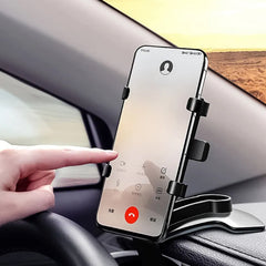 6948 Car Phone Holder Clip Mount 360 Degree Rotation Dashboard Rear View Mirror Sun Visor Smartphone Hud Navigation Fold Stand Plastic Black Compatible For All Smart Phones