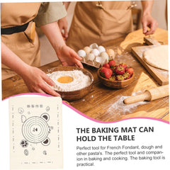 3 In 1 Low Silicone Baking Mat With Wooden Belan Cake Scraper (3 Pcs Set 7050 Cm)