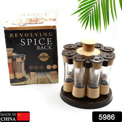 5986 360 Revolving Spice Rack For Kitchen And Dining Table 8 Spice Jars With 120 Ml Condiment Set Herb Seasoning Organizer