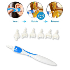 17698 Ear Wax Removal Ear Cleaner Earwax Remover Spiral Soft Silicone Safe Upgraded Smart Earwax Removal Tool Swab Kit With 16 Replacement Tips For Adults Kids
