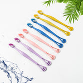 12814 2-in-1 Tooth Brush With Tongue Scraper Soft Bristle Long Handle (8pcs) Soft Toothbrush
