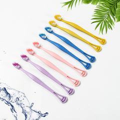 12814 2-in-1 Tooth Brush With Tongue Scraper Soft Bristle Long Handle (8pcs) Soft Toothbrush