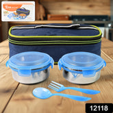Bite Lunch Box With Insulated Fabric Lunch Bag Plastic Spoon Fork