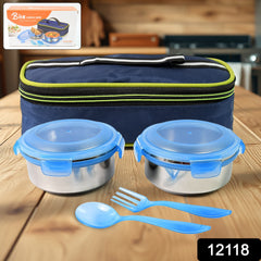 Bite Lunch Box With Insulated Fabric Lunch Bag Plastic Spoon Fork