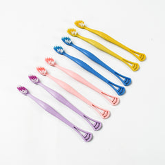 12814 2-in-1 Tooth Brush With Tongue Scraper Soft Bristle Long Handle (8pcs) Soft Toothbrush