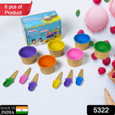 5322 Ice-cream Waffle Spoon Bowel Cup Set Premium Ice Cream Set Ice-cream Bowel With Spoon 6 Units Couple Bowl Set Color Box