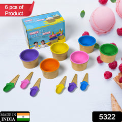 5322 Ice-cream Waffle Spoon Bowel Cup Set Premium Ice Cream Set Ice-cream Bowel With Spoon 6 Units Couple Bowl Set Color Box