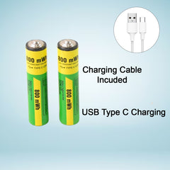 Aaa Rechargeable 800 Mwh Batteries With Recharging Cable (2 Pc Set)