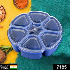 7185 Unique Design Multipurpose Masala Spice Box Container Spice Box For Kitchen Masala Container ( Plastic 7 Section )