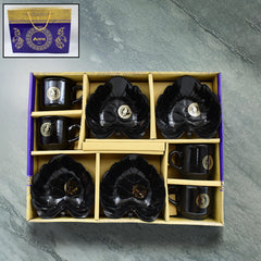 A One Ceramic Tea Cups Mug Set With Leaf Shape Serving Bowl (8 Pcs Set)