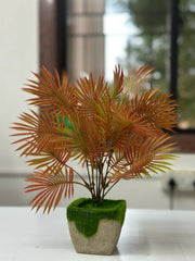 Autumn Flame Faux Palm in Moss Cement Planter