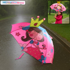 3d Kids Umbrella With Cartoon Print Cute Waterproof Rain Umbrella (1 Pc)