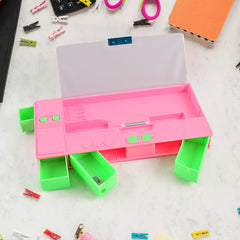 4569 Multi Purpose Gadget Jumbo Pencil Box Compass With Calculator Jumbo 2 Side Slot Geometry Box Compass Use School Traveling Studio