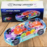 17793 Automatic 360 Degree Rotating Transparent Gear Concept Car With Musical And 3d Flashing Lights Toy For Kids Boys Girls (Multicolor Battery Not Included)