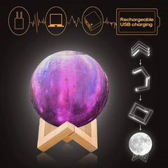 3d 2 In 1 Led Printed Moon Lamp Aroma Diffuser (1 Pc)