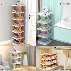 9098 Smart Shoe Rack With 8 Layer Shoes Stand Multifunctional Entryway Foldable Collapsible Door Shoe Rack Free Standing Heavy Duty Plastic Shoe Shelf Storage Organizer Narrow Footwear Home