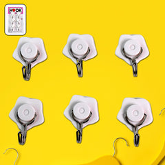 1112 Multipurpose Self Adhesive Plastic Wall Hooks - 6 Pcs