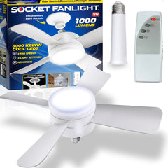17845 Socket Fan Light Original - Cool Light Led Ceiling Fans With Lights And Remote Control Replacement For Lightbulb - Bedroom Kitchen Living Room1000 Lumens 5000 Kelvins Cool Leds (Remote Battery Not Included)