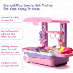 17746 Big Beauty Set Suitcase On Wheel The Ultimate Beauty Set On Wheels For Girls Makeup Kit Is Easy To Clean Use Portable Beauty Set With 25 Pieces For 3 Years Bis Approved. (Beauty Set Trolley)