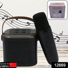 12669 Wireless Speaker Microphone Set Rgb Light Support Memory Card Portablekaraoke Machine Perfect For Travel Tv