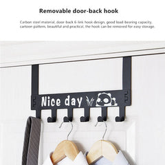 8536 Heavy-duty Carbon Steel Cartoon Nice Day Over Door Hook Hanger Rack Towel Hanger Removable Door Hook Coat Scarf Cloths Hanger (1 Pc 6 Hook)