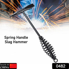 0482 Welding Slag Removal Tool Chipping Hammer With Coil Spring Handle Mufti Functional For Cleaning Removing Slag Industrial Weld Slag Spatter Removal Tool Welding Hammer For Machinery Electrician (1 Pc )