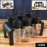 6-piece Plastic Spice Jar Set With Stand