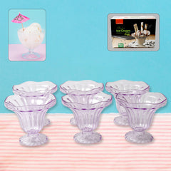 8216 Crystal Plastic Ice-cream Bowl Home Kitchen Serving Platter Or Dessert Cup For Sundae Sweets Snacks Fruit Pudding Nuts Or Dip Serving Bowls (Crystal Cups Set Of 6)