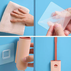 1410l Silicone Toilet Brush Flexible Soft Bristle Brush With Quick Dry Holder Cleaning Brush For Toilet Accessories ( Without Sticker Box )