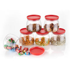 2286 Matka Shaped Jar With Air Tight Leak Proof Lid (Multicolour) (Set Of 6) (900ml)